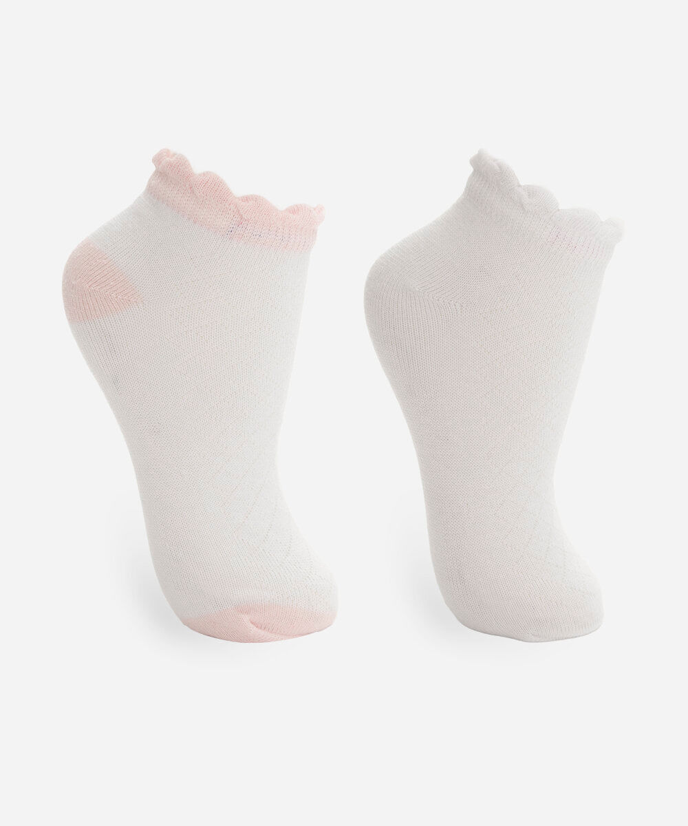 kit de 2 pares de meias cano baixo infantis rosa