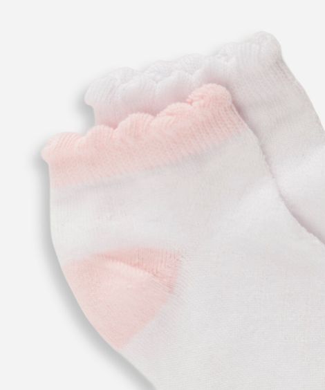 kit de 2 pares de meias cano baixo infantis rosa