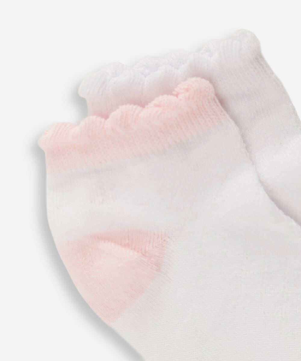 kit de 2 pares de meias cano baixo infantis rosa