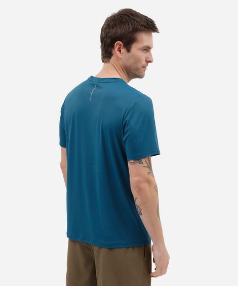 camiseta esportiva masculina manga curta texturizada azul
