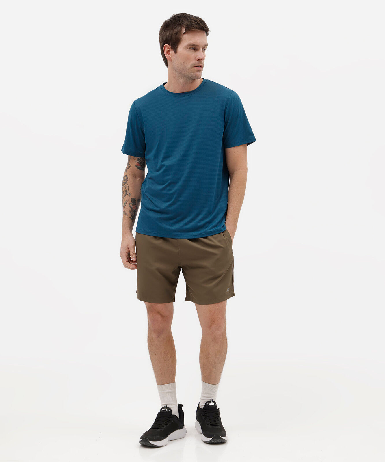 camiseta esportiva masculina manga curta texturizada azul