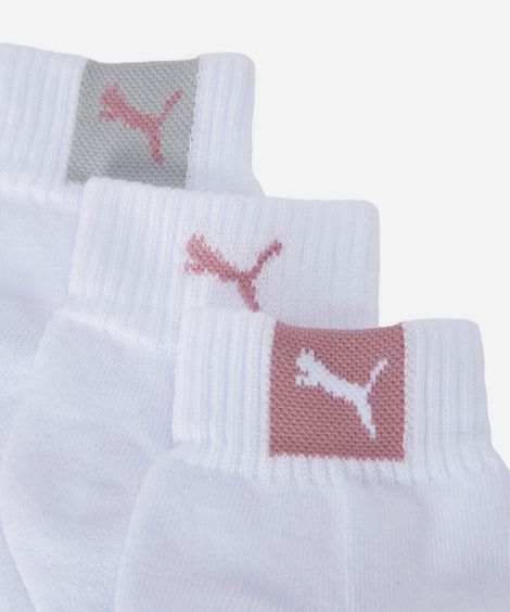 kit de 3 meias cano médio feminino puma branca