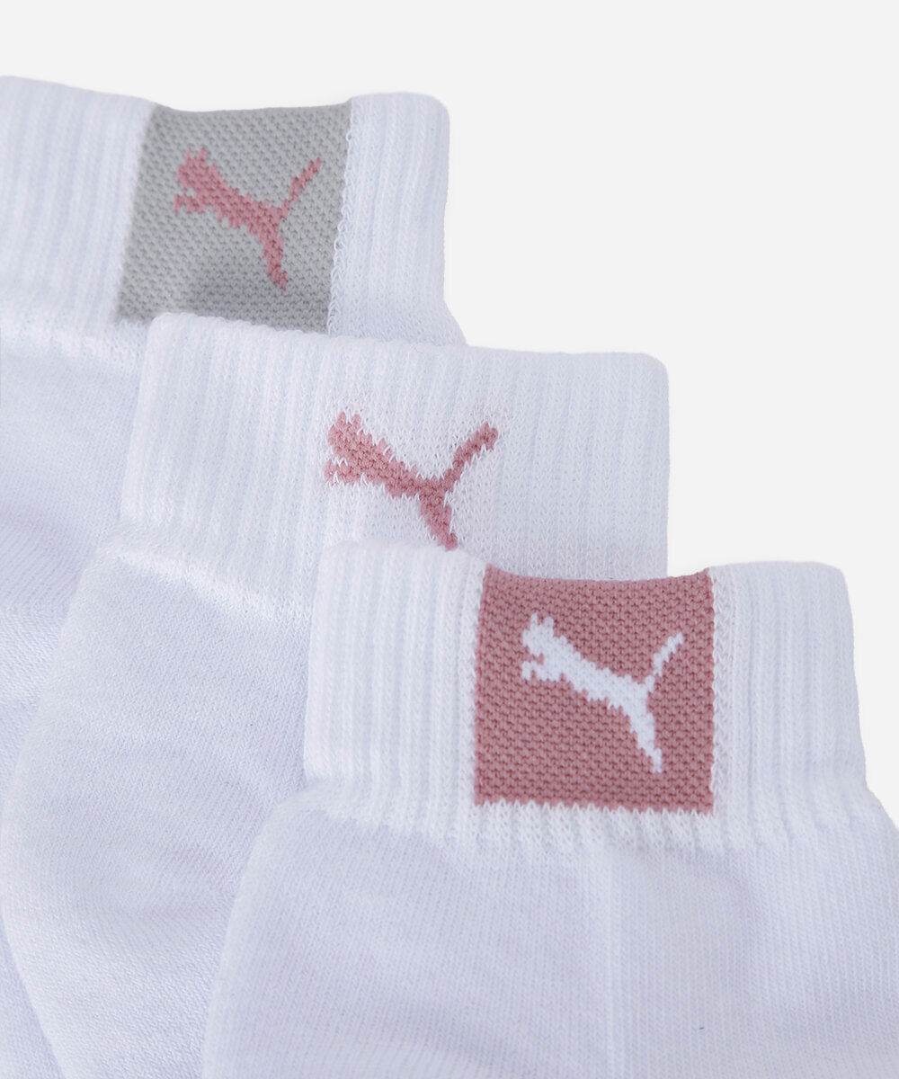 kit de 3 meias cano médio feminino puma branca