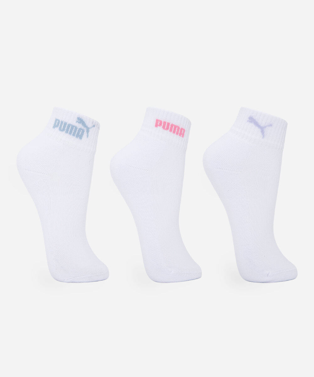 kit de 3 meias cano médio feminino puma branca