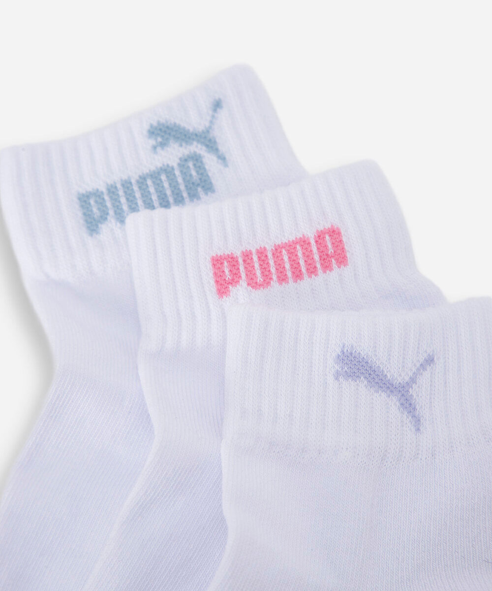kit de 3 meias cano médio feminino puma branca