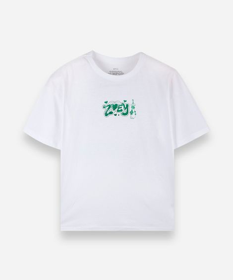 camiseta oversized juvenil de algodão manga curta guerreiras do kpop off white
