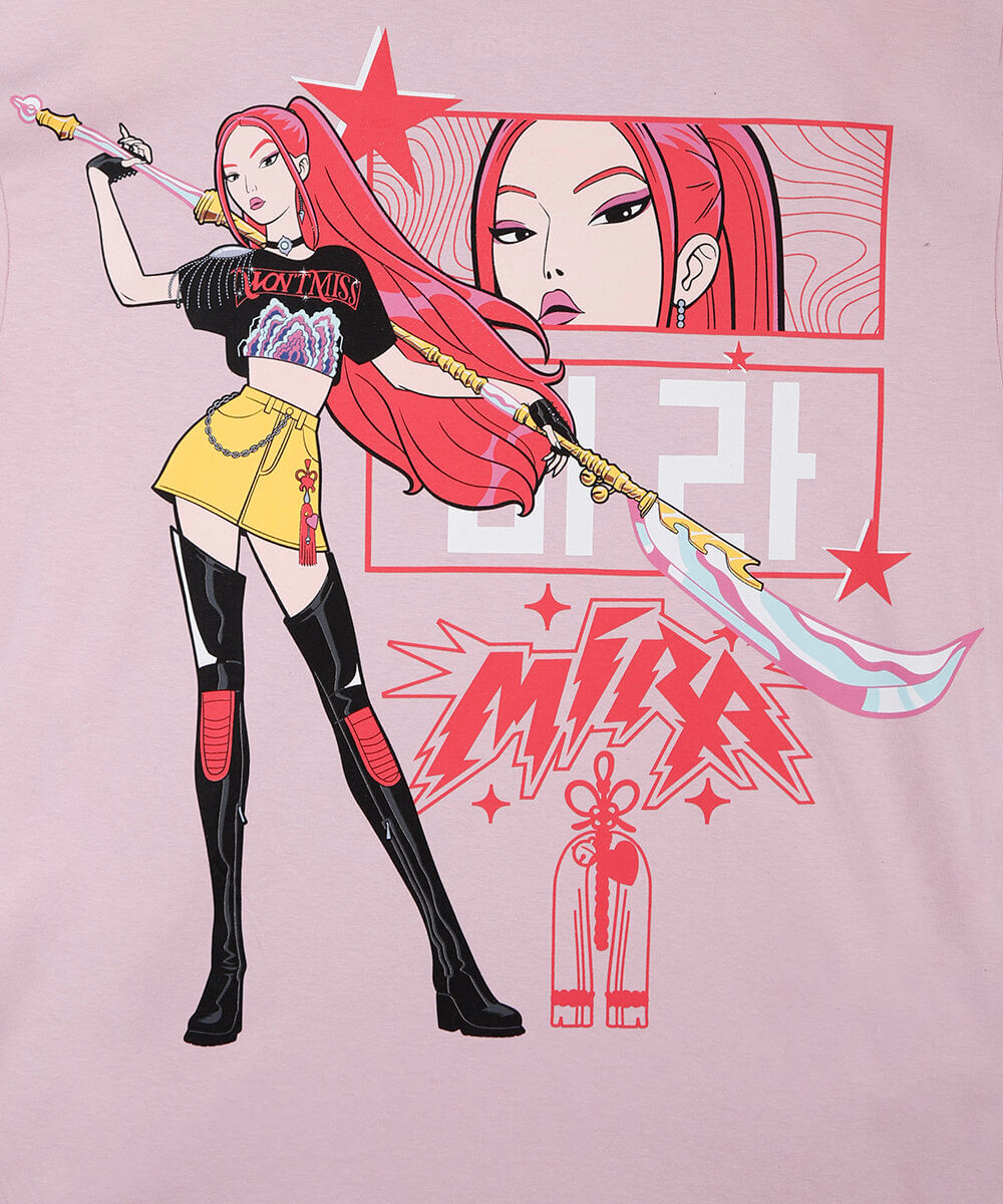 camiseta oversized juvenil de algodão manga curta guerreiras do kpop tosa