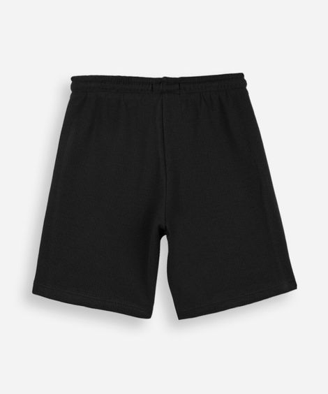 bermuda infantil de moletom com nervuras preta