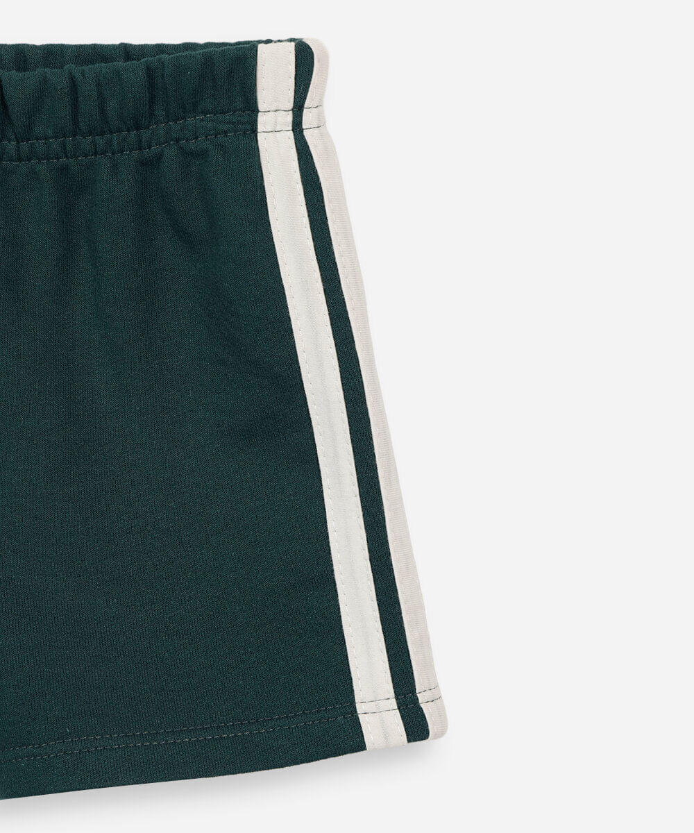 conjunto infantil curto de moletom listrado verde