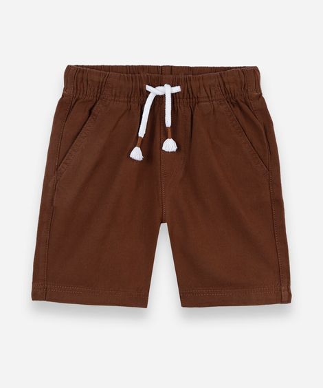 bermuda infantil de algodão com cós elástico marrom