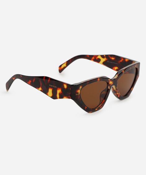 óculos de sol feminino gatinho de acetato tartaruga triton marrom