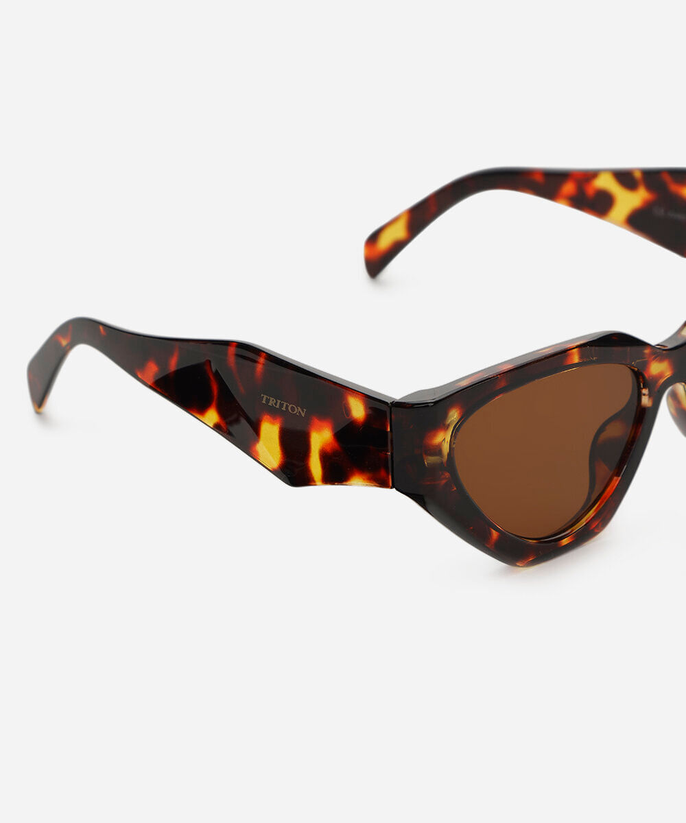 óculos de sol feminino gatinho de acetato tartaruga triton marrom