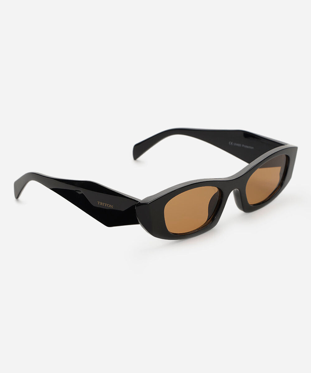 óculos de sol feminino gatinho de acetato triton preto