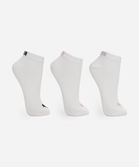 kit de 3 meias cano curto feminino puma branca