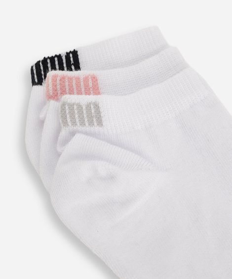 kit de 3 meias cano curto feminino puma branca