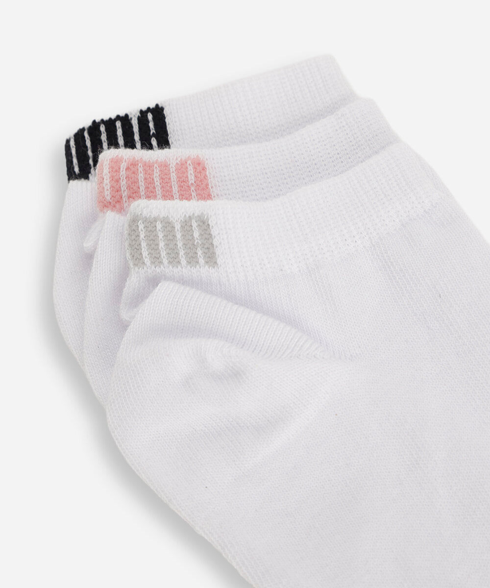 kit de 3 meias cano curto feminino puma branca