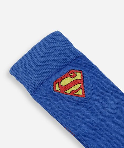 meia masculina cano alto superman azul
