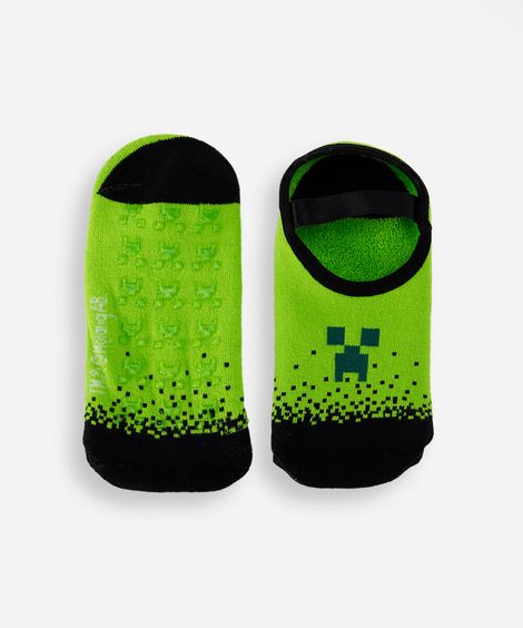 meia infantil sapatilha de algodão da minecraft verde