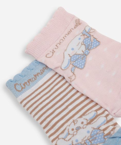 kit de 2 meias cano médio infantil cinamonroll colorido