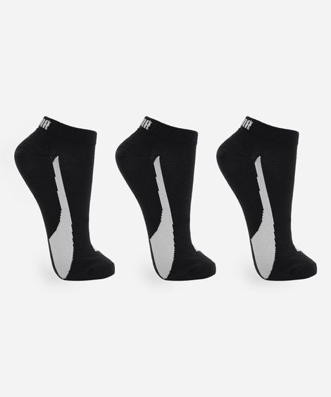 kit de 3 meias cano curto masculina puma preta