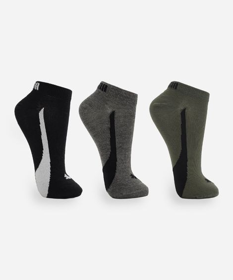 kit de 3 meias cano curto masculina puma colorida