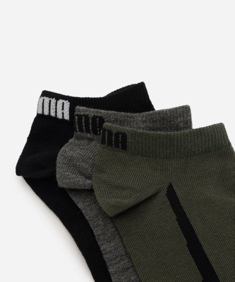 kit de 3 meias cano curto masculina puma colorida