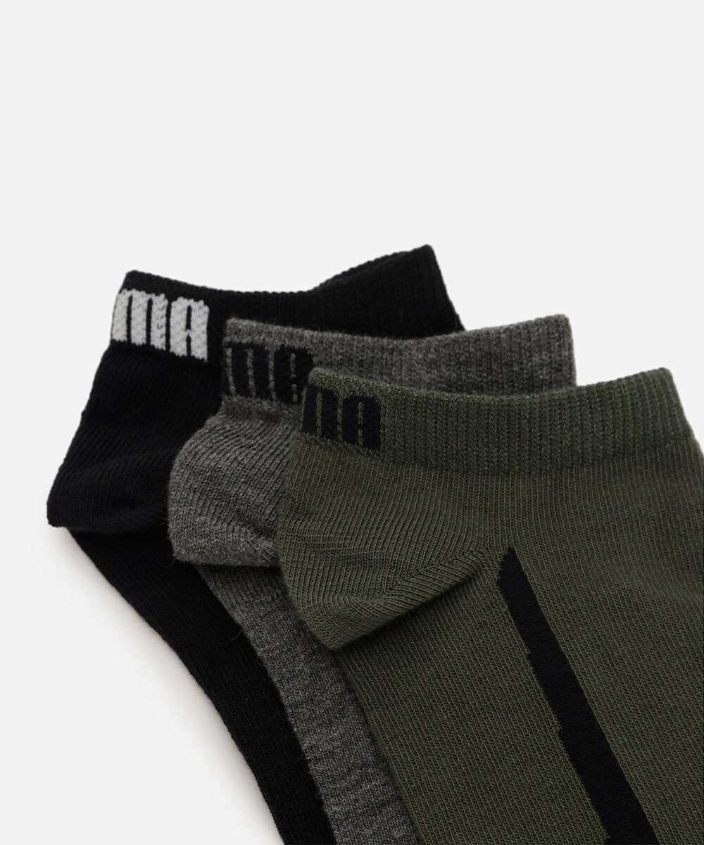 kit de 3 meias cano curto masculina puma colorida