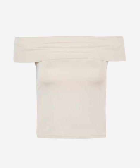 blusa juvenil ombro a ombro de poliamida bege