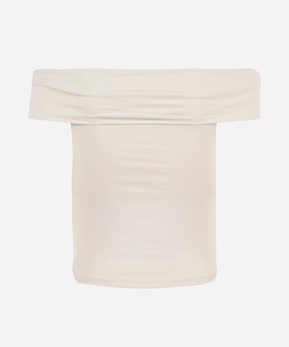 blusa juvenil ombro a ombro de poliamida bege