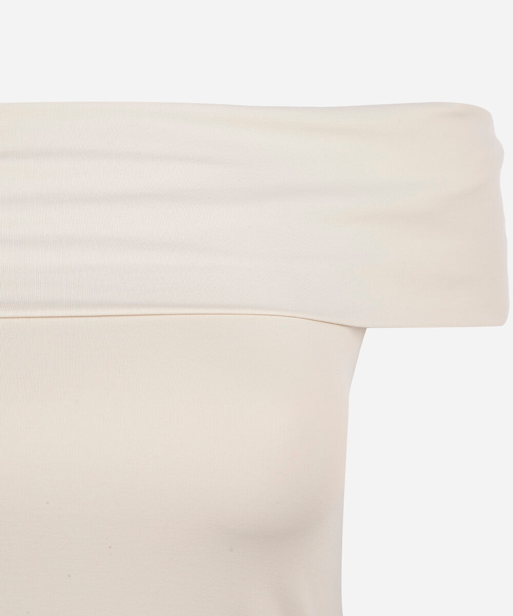 blusa juvenil ombro a ombro de poliamida bege