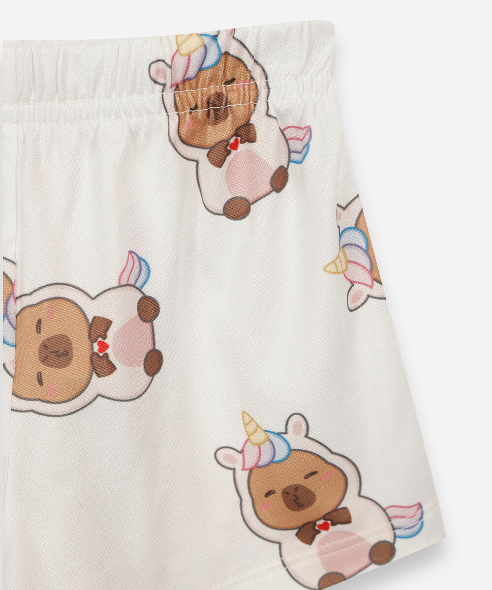 pijama curto infantil capivara off white