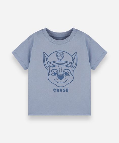 camiseta infantil de algodão patrulha canina azul