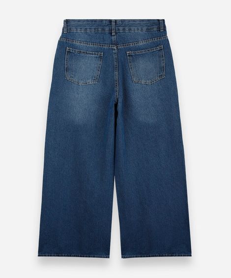 calça juvenil jeans wide leg azul