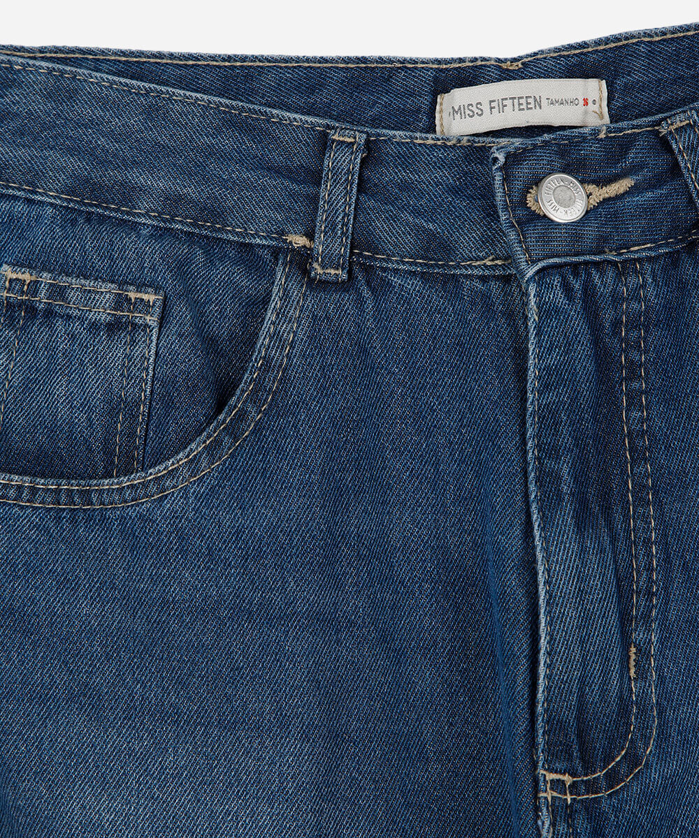 calça juvenil jeans wide leg azul