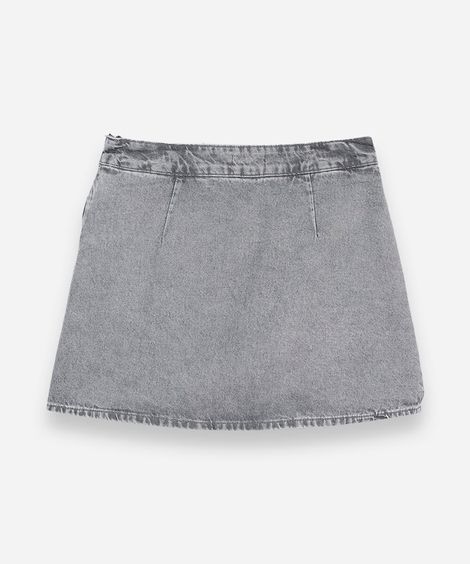 short saia juvenil de algodão com recortes cinza