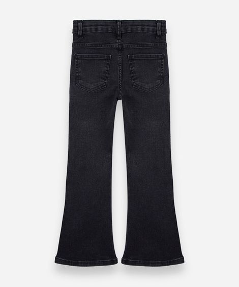 calça infantil flare jeans com tachas preta