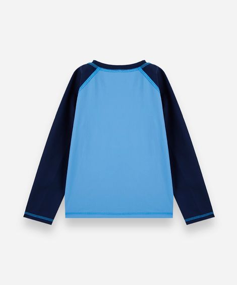 camiseta de praia infantil manga longa com recortes e proteção uv colorido