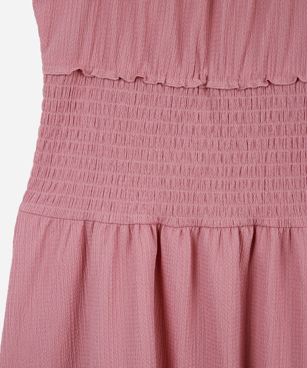 vestido juvenil com lastex manga curta rosa
