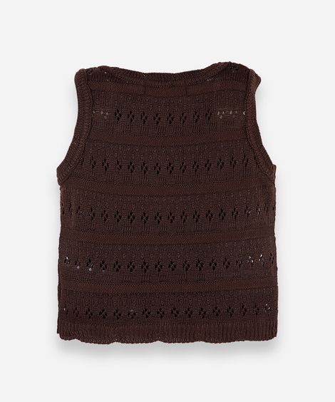 regata infantil de tricot com laços marrom