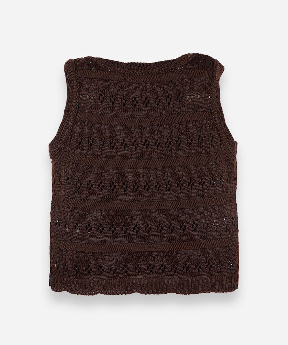 regata infantil de tricot com laços marrom