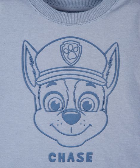 camiseta infantil de manga longa patrulha canina azul