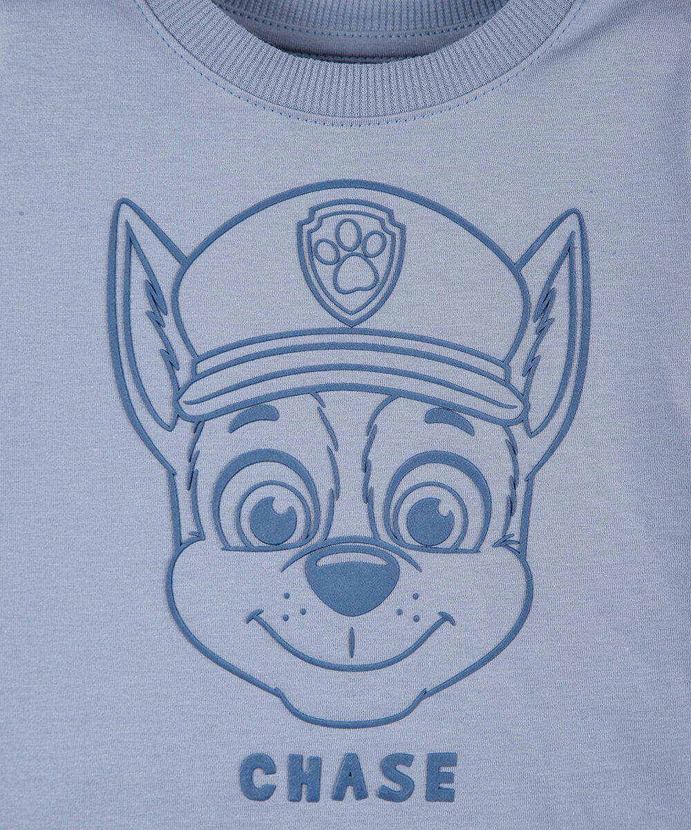 camiseta infantil de manga longa patrulha canina azul