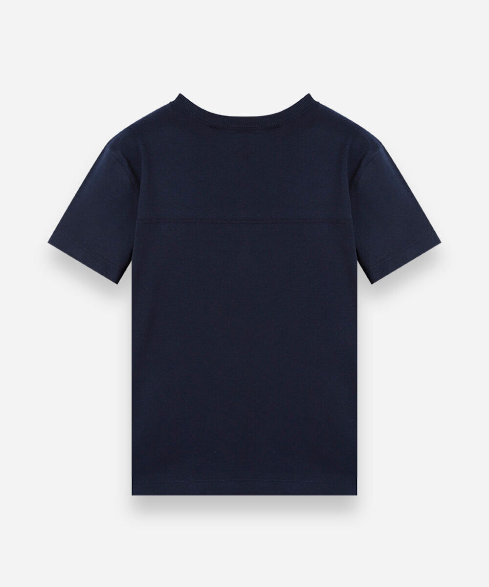 camiseta infantil de algodão com decote v brasil azul