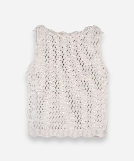 regata infantil de tricot com bordado floral bege