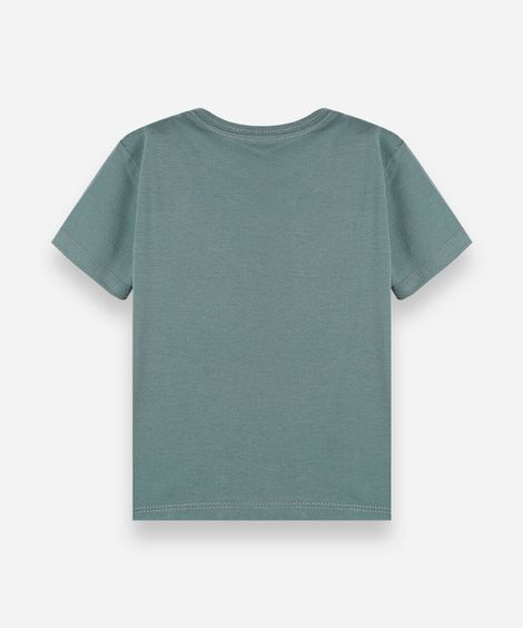 camiseta infantil de algodão manga curta estampada verde