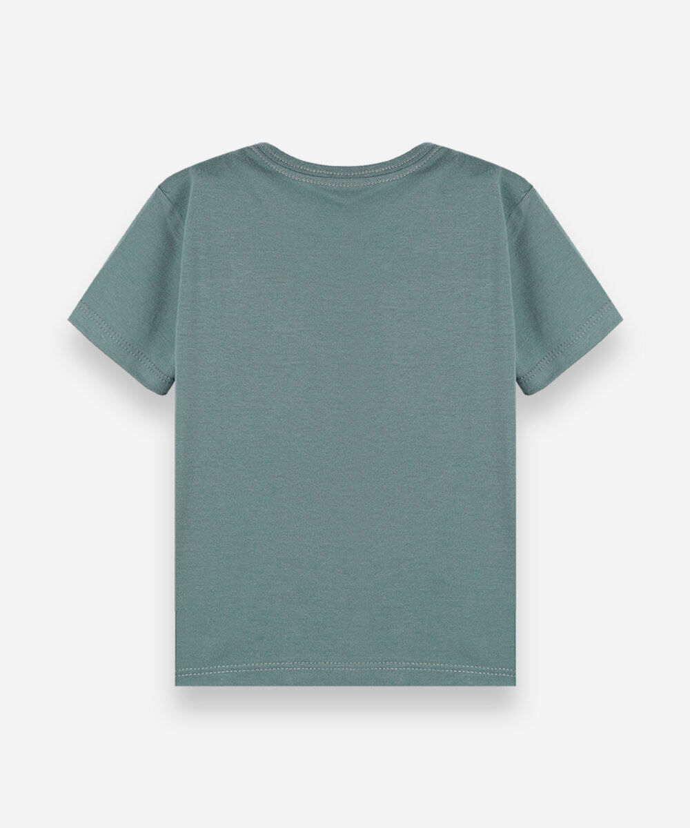camiseta infantil de algodão manga curta estampada verde
