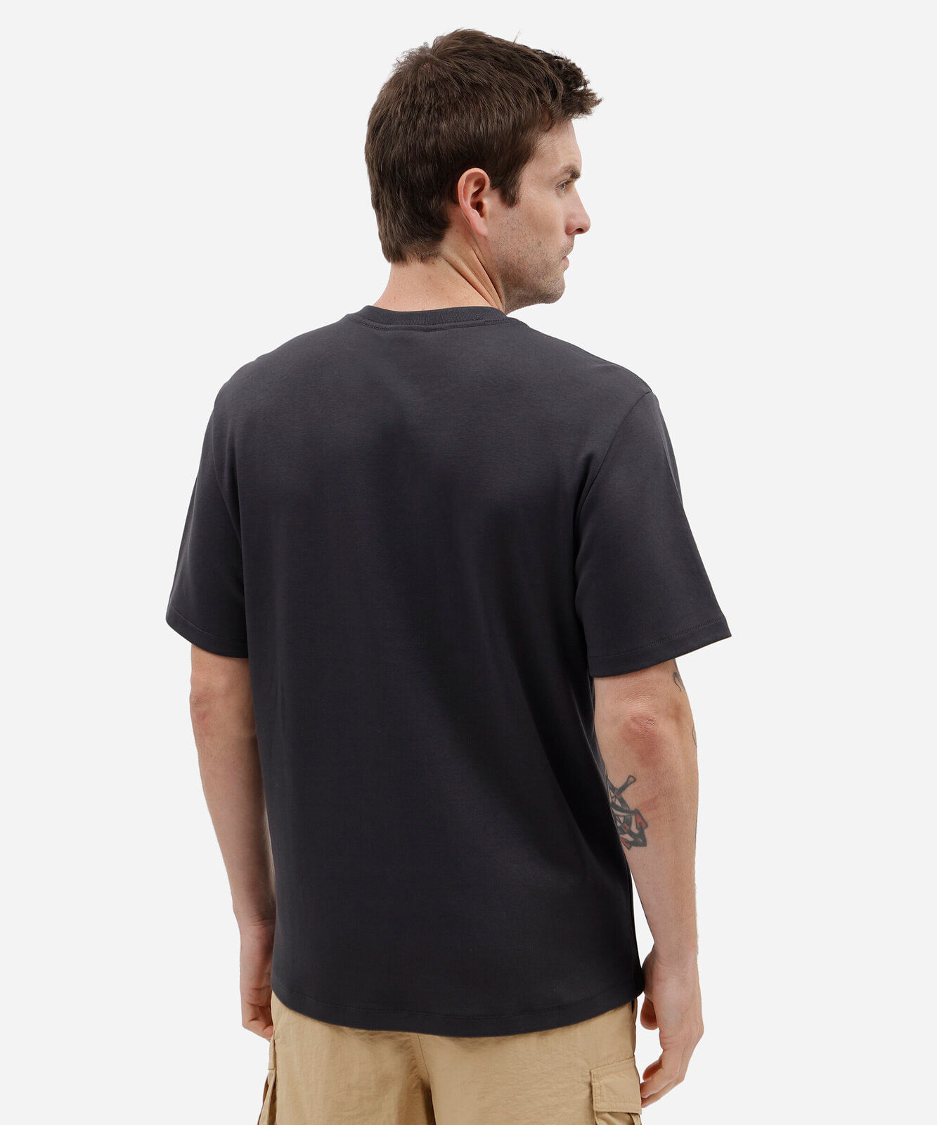 camiseta masculina de algodão peruano manga curta cinza