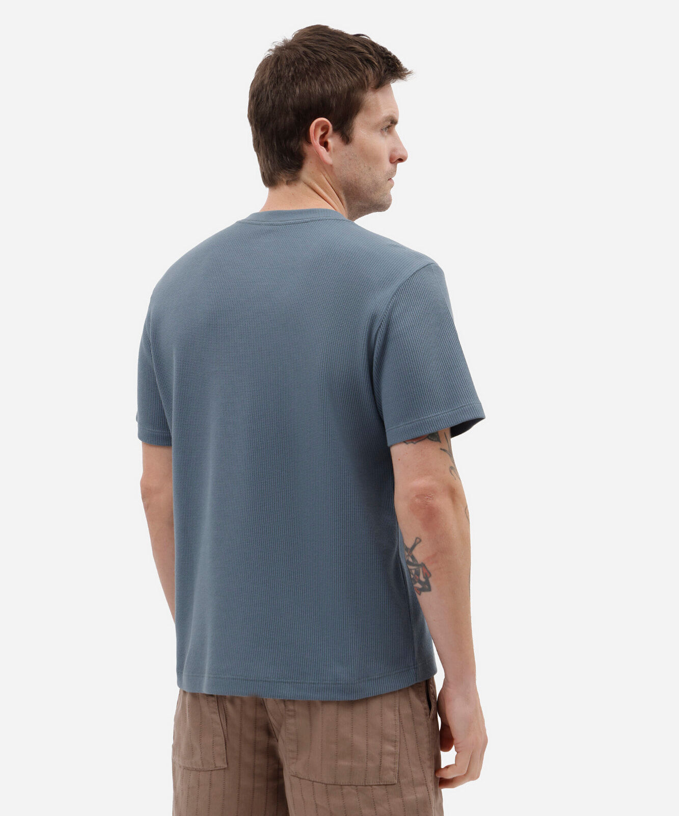 camiseta masculina manga curta texturizada azul