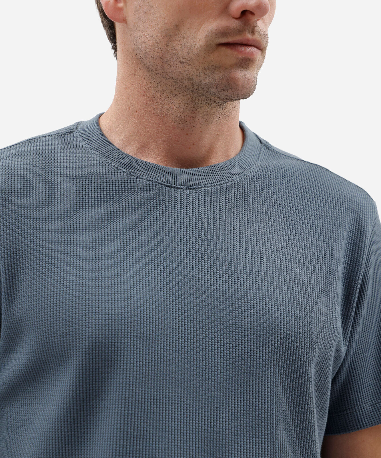 camiseta masculina manga curta texturizada azul