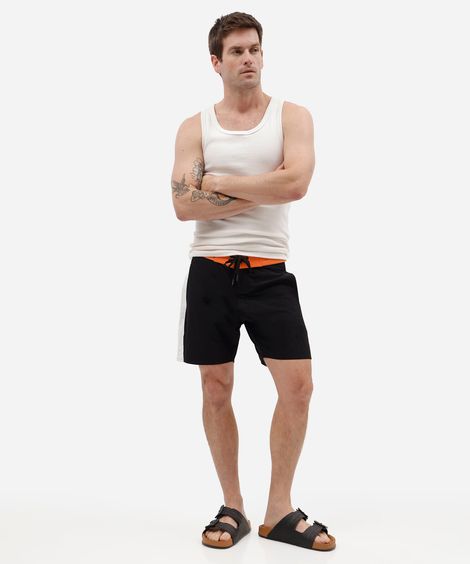 short boardshort masculino com recorte laranja